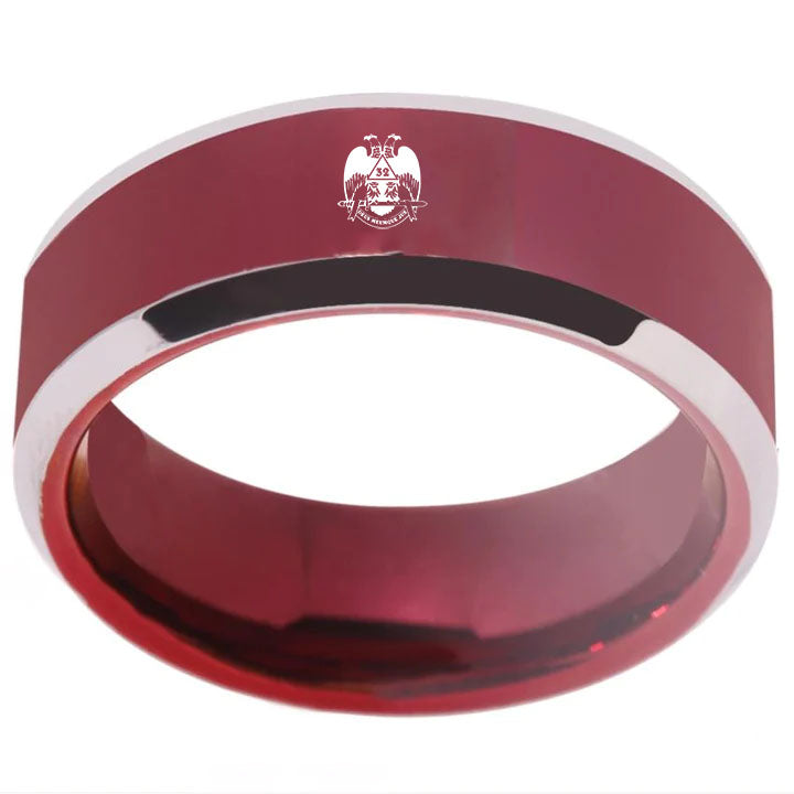 32nd Degree Scottish Rite Ring - Wings Down Red Color - Bricks Masons