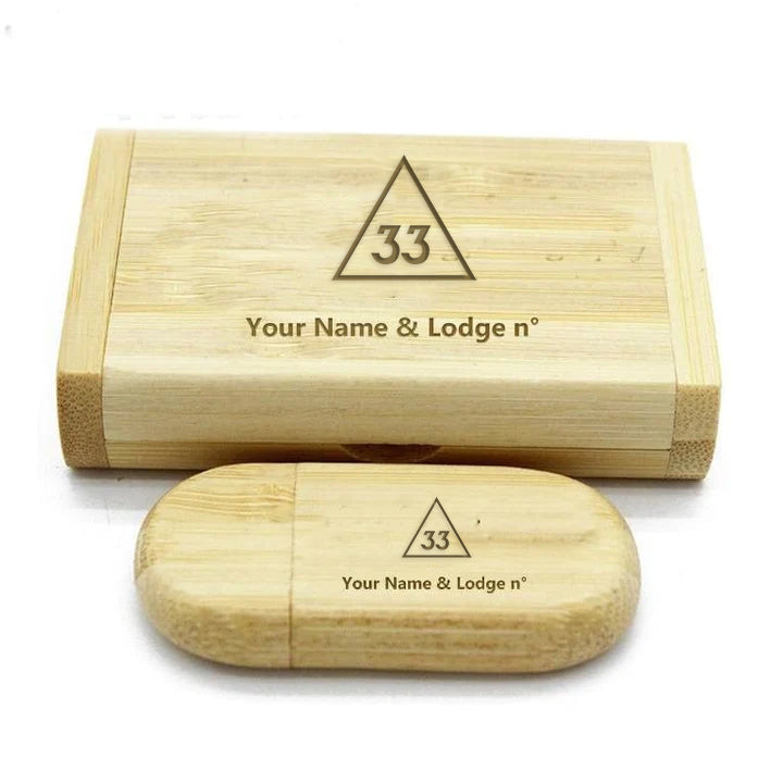 33rd Degree Scottish Rite USB Flash Drives - Various Wood Colors - Bricks Masons