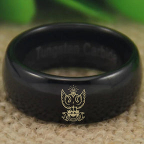 33rd Degree Scottish Rite Ring -  Wings Up Black Dome Tungsten - Bricks Masons