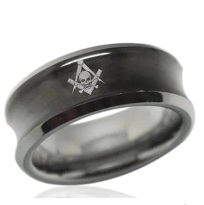 Widows Sons Ring - Black Concave Tungsten - Bricks Masons