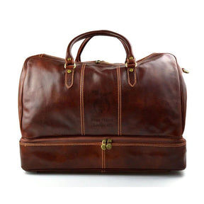 Shriners Travel Bag - Genuine Light Brown Leather - Bricks Masons