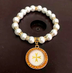 Order Of Malta Commandery Bracelet - Gold and White - Bricks Masons