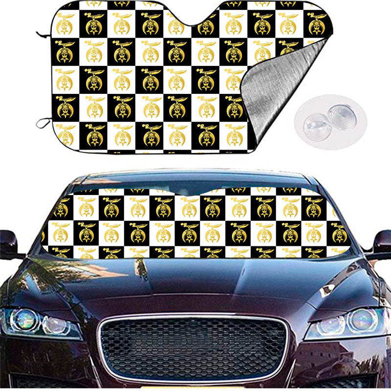 Shriners Windshield Cover - (Gold/White) - Bricks Masons