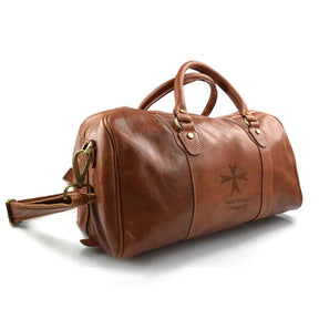 Order Of Malta Travel Bag - Genuine Matte Brown Leather - Bricks Masons