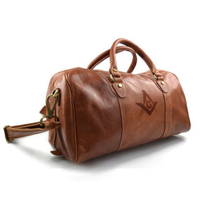 Handmade Genuine Leather Masonic Travel Bag (Matte Brown) - Bricks Masons