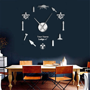 33rd Degree Scottish Rite Clock - Wings Down Frameless Design - Bricks Masons