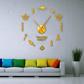 33rd Degree Scottish Rite Clock - Wings Down Frameless Design - Bricks Masons