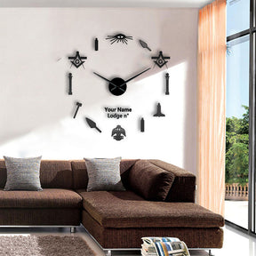 33rd Degree Scottish Rite Clock - Wings Down Frameless Design - Bricks Masons
