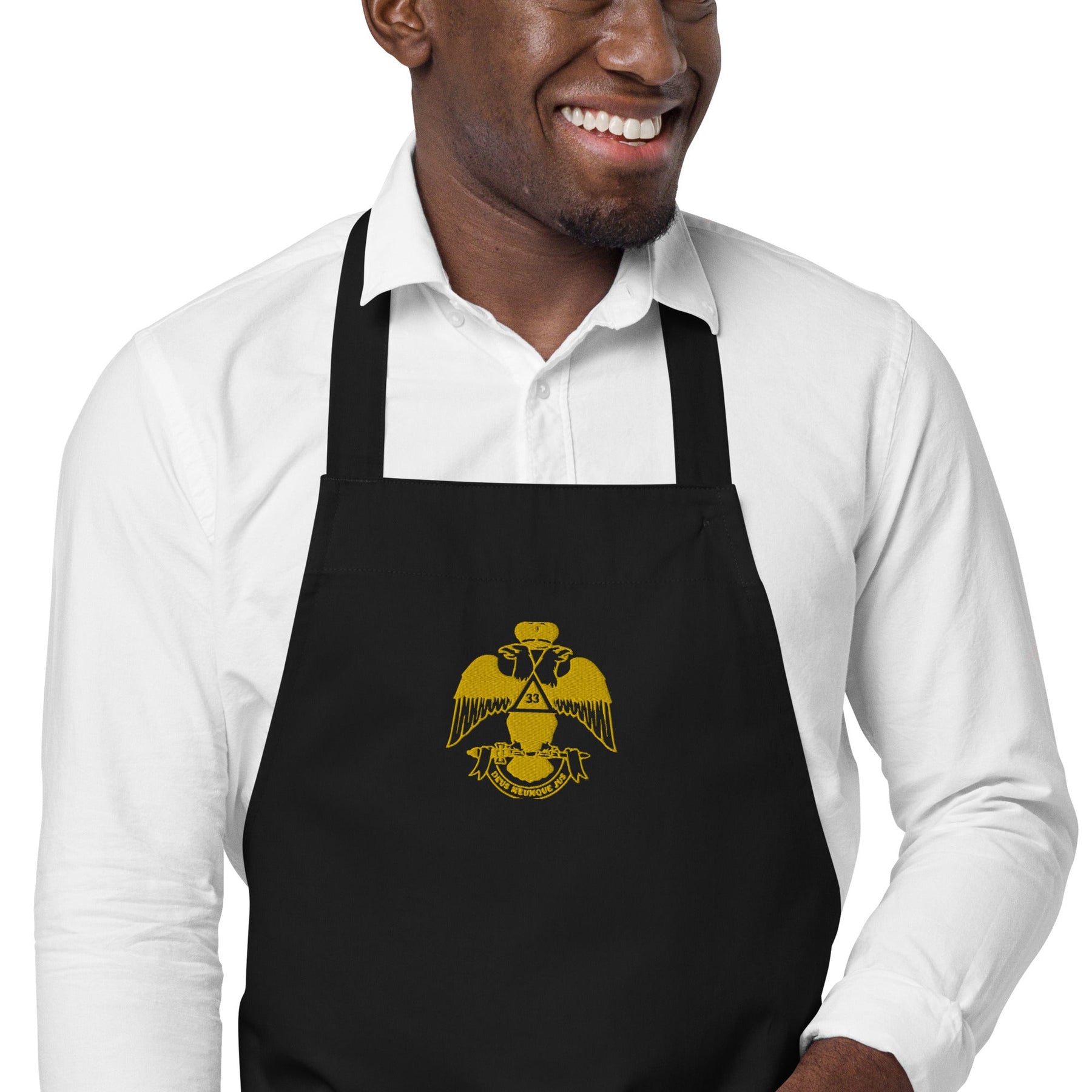33rd Degree Scottish Rite Kitchen Apron - Wings Down Various Organic Cotton Colors - Bricks Masons