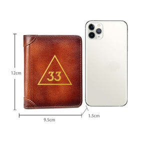 33rd Degree Scottish Rite Wallet - Brown Leather - Bricks Masons