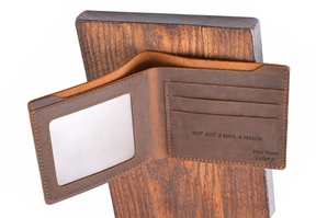 32nd Degree Scottish Rite Wallet - Genuine Leather Bifold - Bricks Masons
