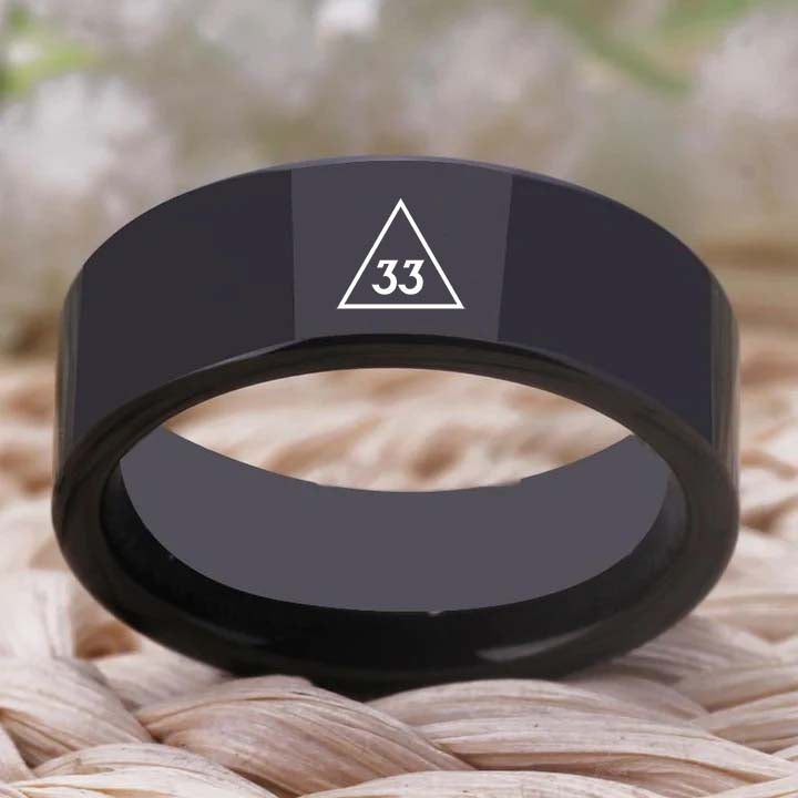 33rd Degree Scottish Rite Ring - Black Tungsten - Bricks Masons