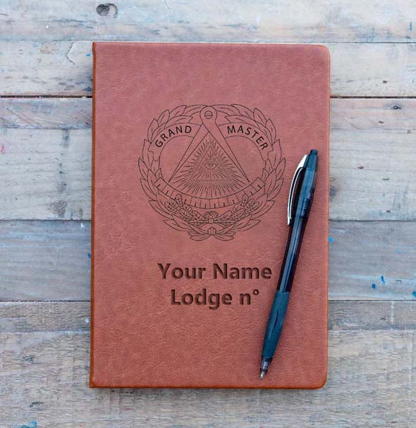 Grand Master Blue Lodge Journal - Brown Faux Leather - Bricks Masons