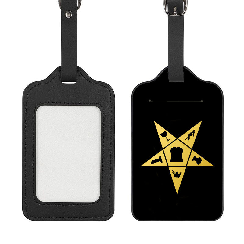 OES Luggage Tag - Black Leather - Bricks Masons