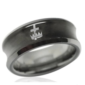 Knights Templar Commandery Ring - Black Concave Tungsten - Bricks Masons