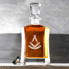 Past Master Blue Lodge  Decanter - 23 oz. Whiskey Glass - Bricks Masons