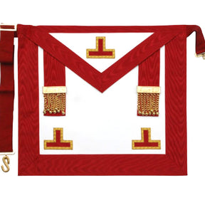 Worshipful Master Scottish Rite Apron - Red Moire with Side Tabs - Bricks Masons