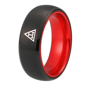 Royal Arch  Chapter Ring - Black Tungsten With Red Aluminum Inlay - Bricks Masons
