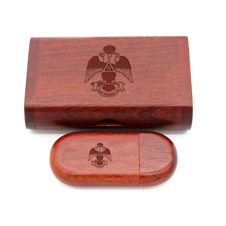 33rd Degree Scottish Rite USB Flash Drives - Wings Down Various Wood Colors - Bricks Masons