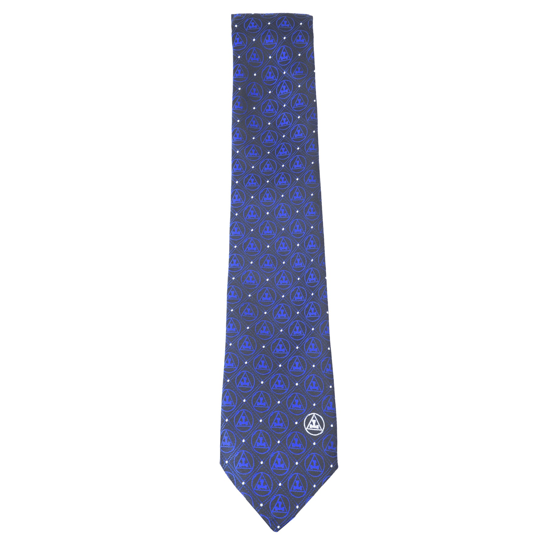 Royal Arch Chapter Necktie - Black & Blue Machine Embroidery - Bricks Masons