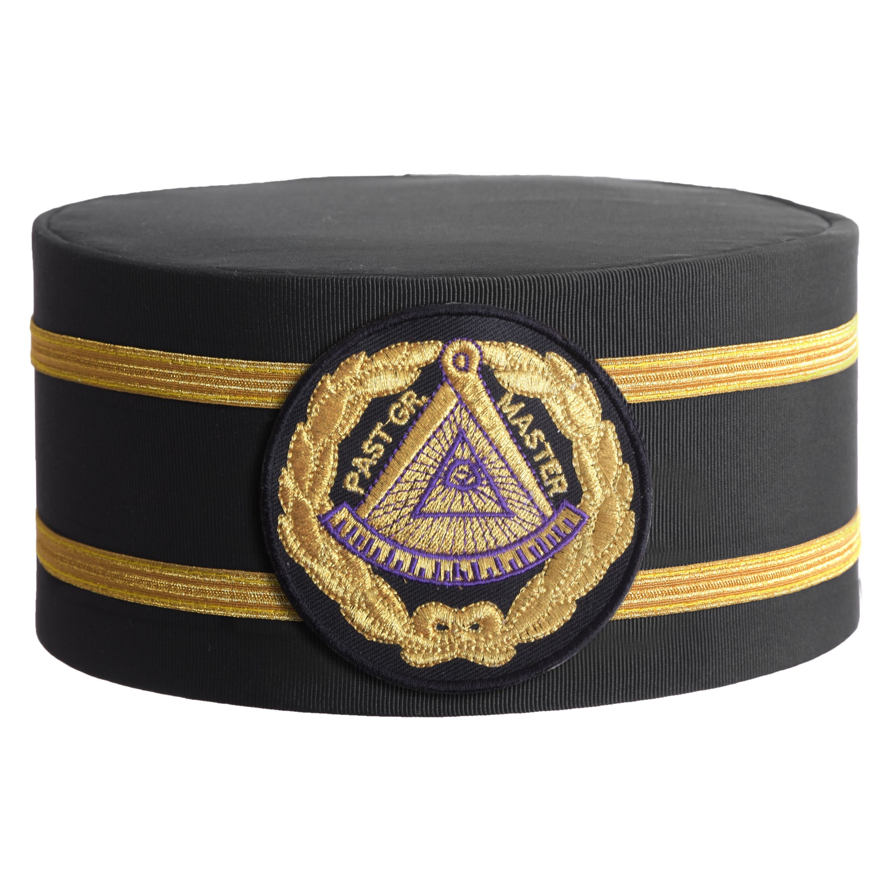 Past Grand Master Blue Lodge Crown Cap - Black Patch With Double Braid - Bricks Masons