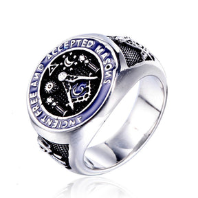 Master Mason Blue Lodge Ring - Ancient Free and Accepted Masons Blue - Bricks Masons