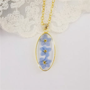 Masonic Pendant - Forget Me Not Dried Blue Flowers - Bricks Masons