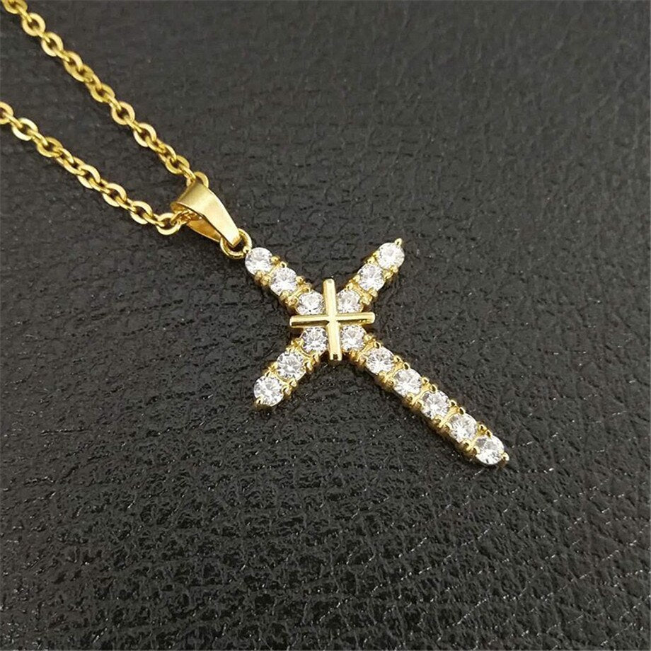 Knights Templar Commandery Necklace - Golden Rhinestones Cross Pendant - Bricks Masons