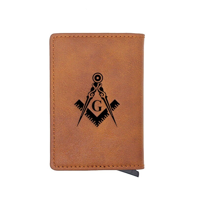 Master Mason Blue Lodge Wallet - Compass And Square G and Credit Card Holder (4 colors) - Bricks Masons