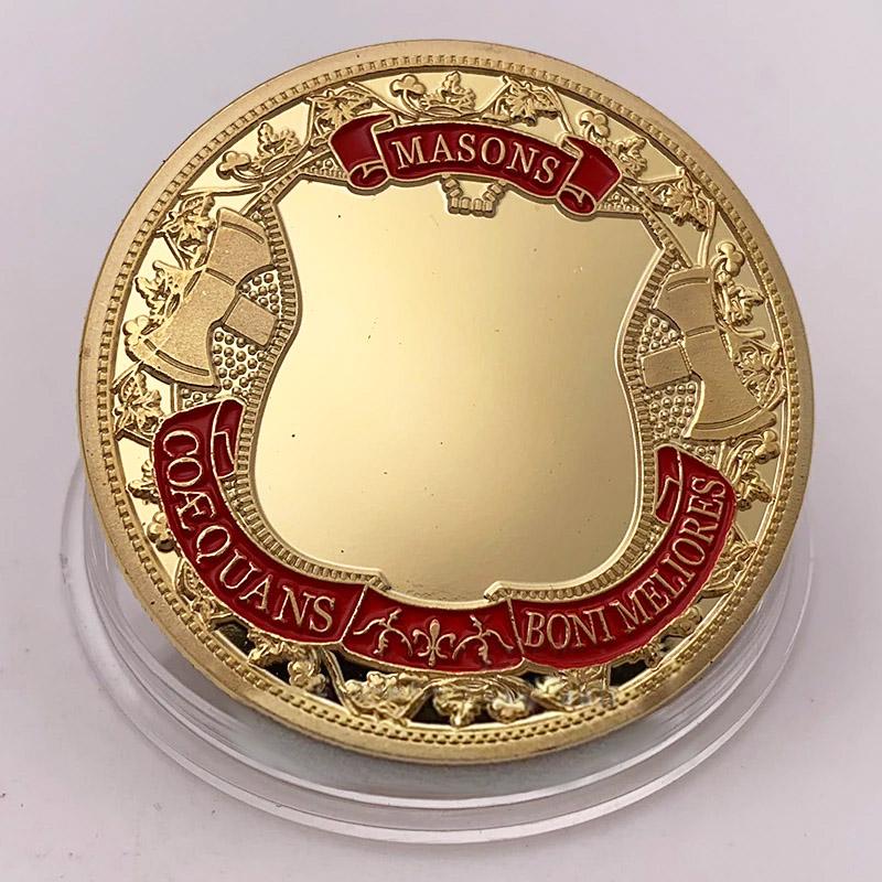 Master Mason Blue Lodge Coin - Fraternal Order of Freemasons Gold plated - Bricks Masons