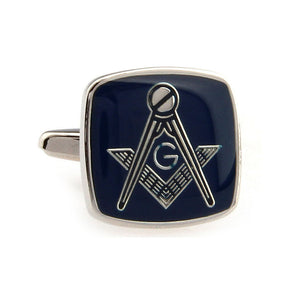 Master Mason Blue Lodge Cufflink - Various Colors Square & Compass G - Bricks Masons