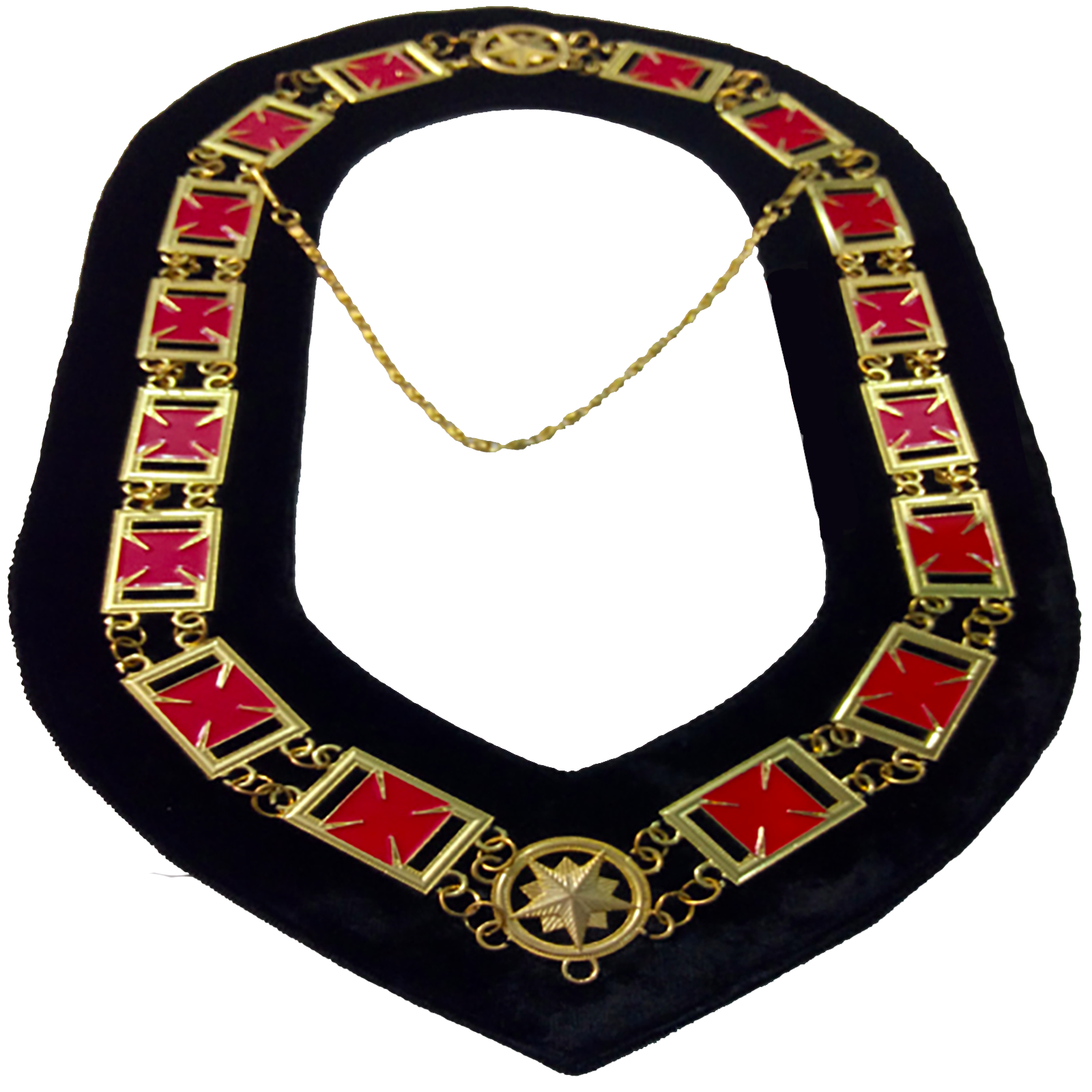 Knights Templar Formí©e Pattí©e cross - Masonic Chain Collar - Gold on Black + Free Case - Bricks Masons