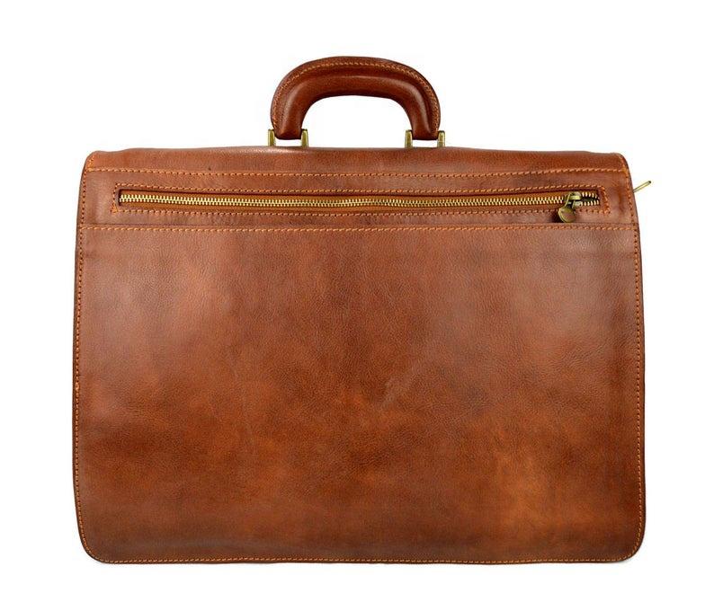 33rd Degree Scottish Rite Briefcase - Genuine Brown Leather - Bricks Masons