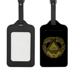 Grand Master Blue Lodge Luggage Tag - Black Leather - Bricks Masons