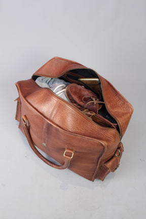Grand Master Blue Lodge Travel Bag - Genuine Brown Leather - Bricks Masons