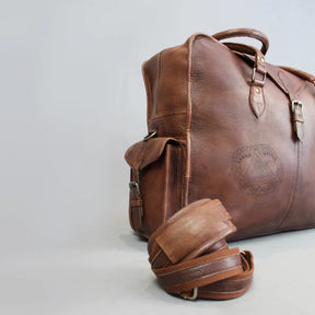 Grand Master Blue Lodge Travel Bag - Genuine Brown Leather - Bricks Masons