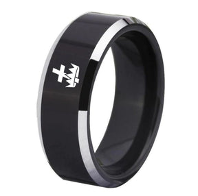 Knights Templar Commandery Ring - Black Tungsten - Bricks Masons