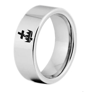 Knights Templar Commandery Ring - Silver Color Pipe Cut Tungsten - Bricks Masons