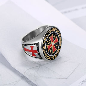 Knights Templar Commandery Ring - Silver Stainless Steel - Bricks Masons