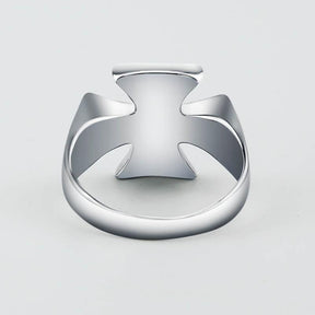 Knights Templar Stainless Steel Polished Signet Rings [Silver, Black, Gold] - Bricks Masons