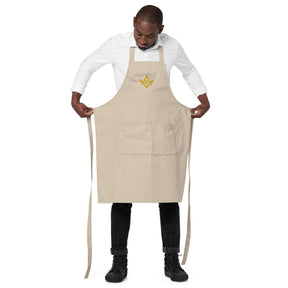Master Mason Bllue Lodge Kitchen Apron - Fork Square and Compass G Embroidery - Bricks Masons