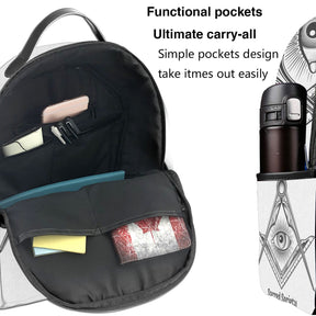 Master Mason Blue Lodge Backpack - Square and Compass Black & White - Bricks Masons