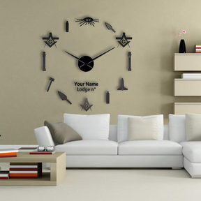Master Mason Blue Lodge Clock - Frameless Design - Bricks Masons