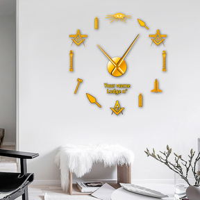 Master Mason Blue Lodge Clock - Frameless Design - Bricks Masons