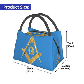 Master Mason Blue Lodge Lunch Bag - Golden Square and Compass G Thermal Insulated - Bricks Masons