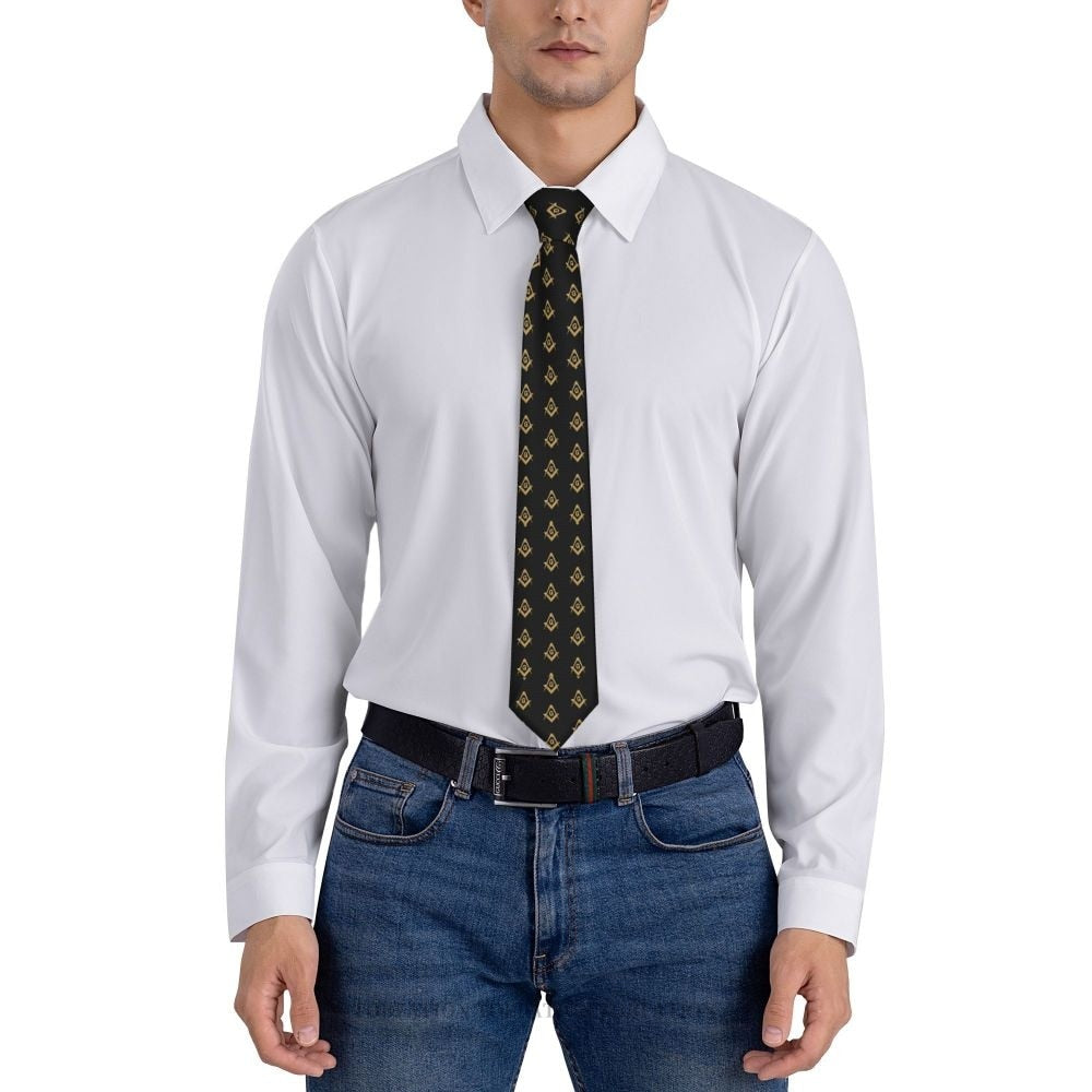 Master Mason Blue Lodge Necktie - Black & Gold - Bricks Masons