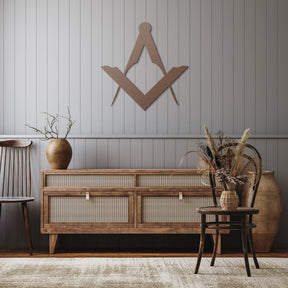 Master Mason Blue Lodge Wall Monogram - Square and Compass Die Cut Metal - Bricks Masons