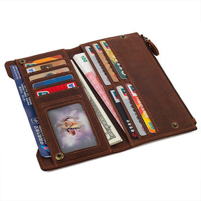 Master Mason Blue Lodge Wallet - Genuine Leather Roseville American Flag Brown - Bricks Masons