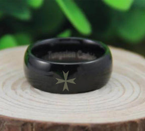Order of Malta Commandery Ring - Black - Bricks Masons