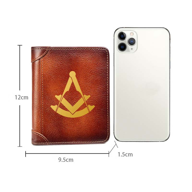 Past Master Blue Lodge Wallet - Brown Leather - Bricks Masons